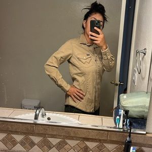 Tan Collared Button Down Wrangler Rodeo shirt